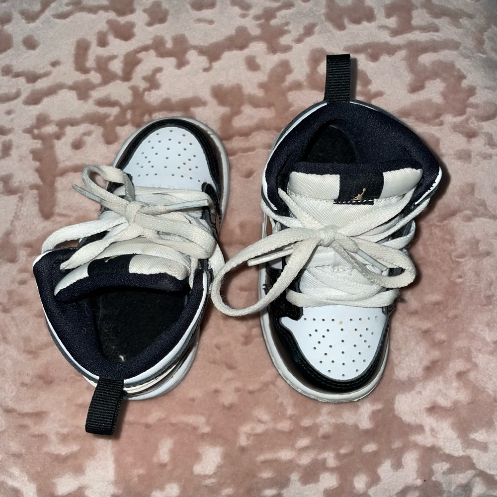Kids Black and White and Gold Air Jordan